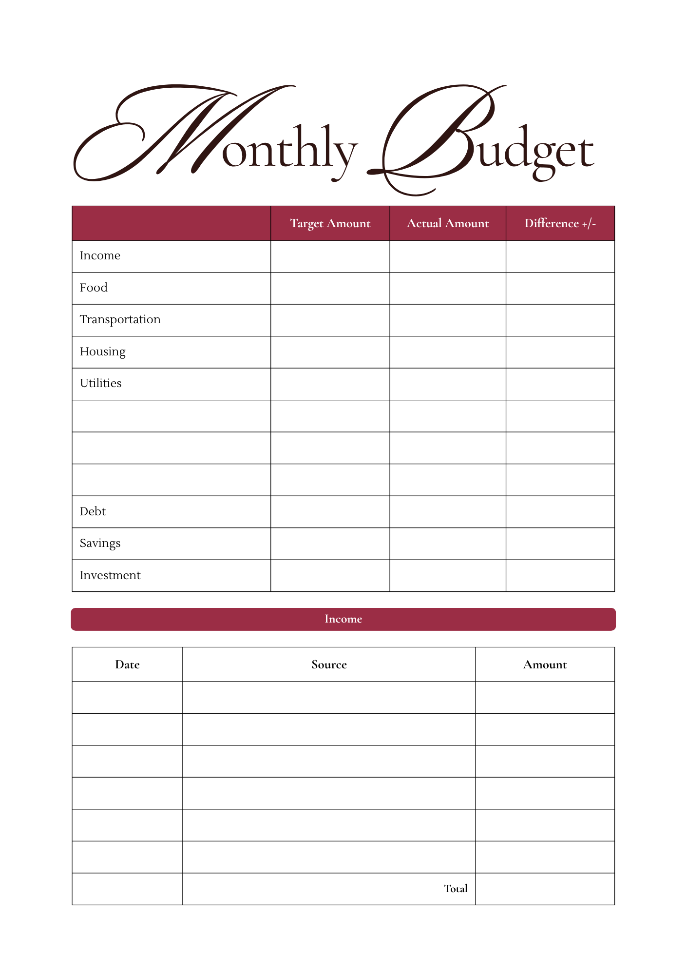 12 Month Undated Planner - Islamic