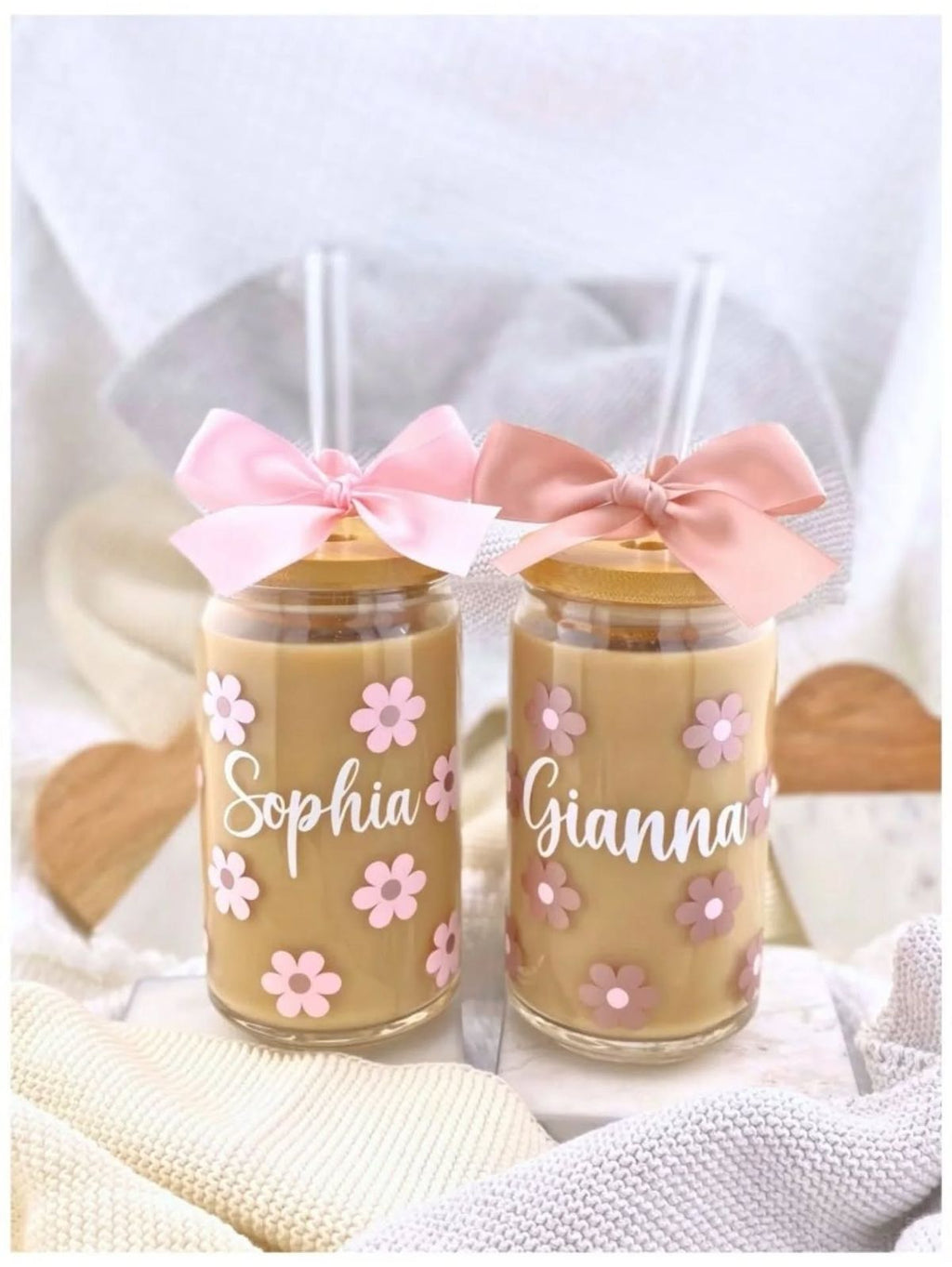 personalized tumbler with floral design and name