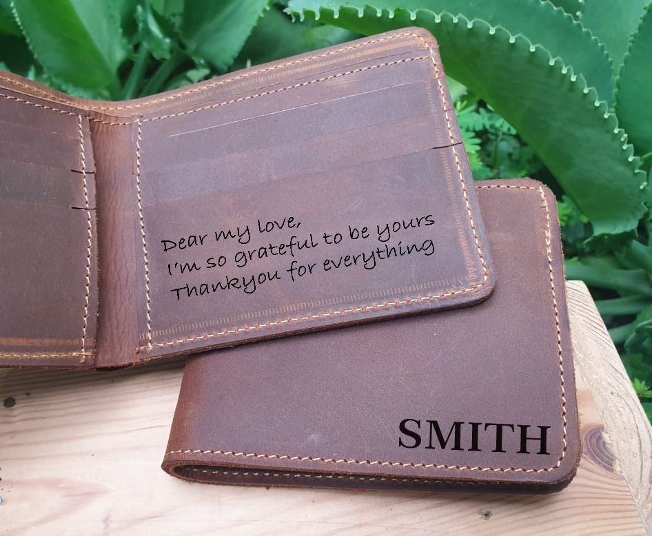 Engraved Leather Wallet for Men