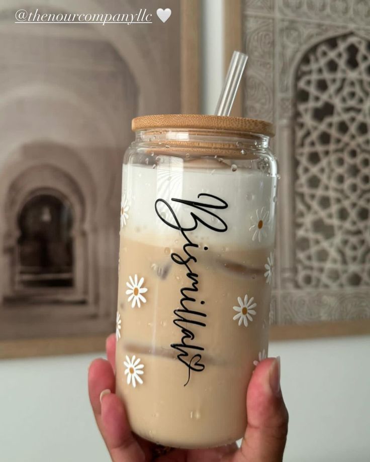 Custom Name Glass Tumbler with Flowers