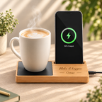 Personalised Bamboo Mug Warmer & Wireless Charger