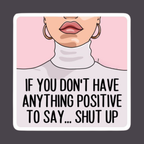 Cartoon illustration of a person wearing a turtleneck with text on a pink background