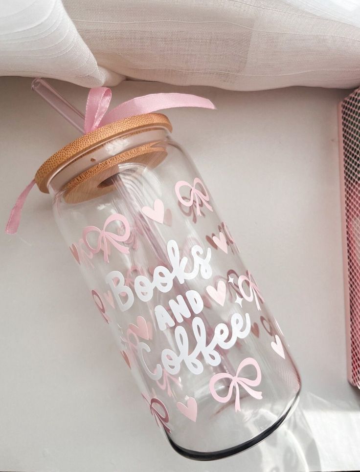 Books & Coffee Glass Jar