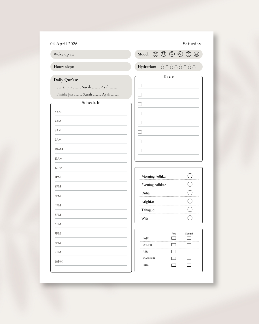 12 Month Undated Planner - Islamic